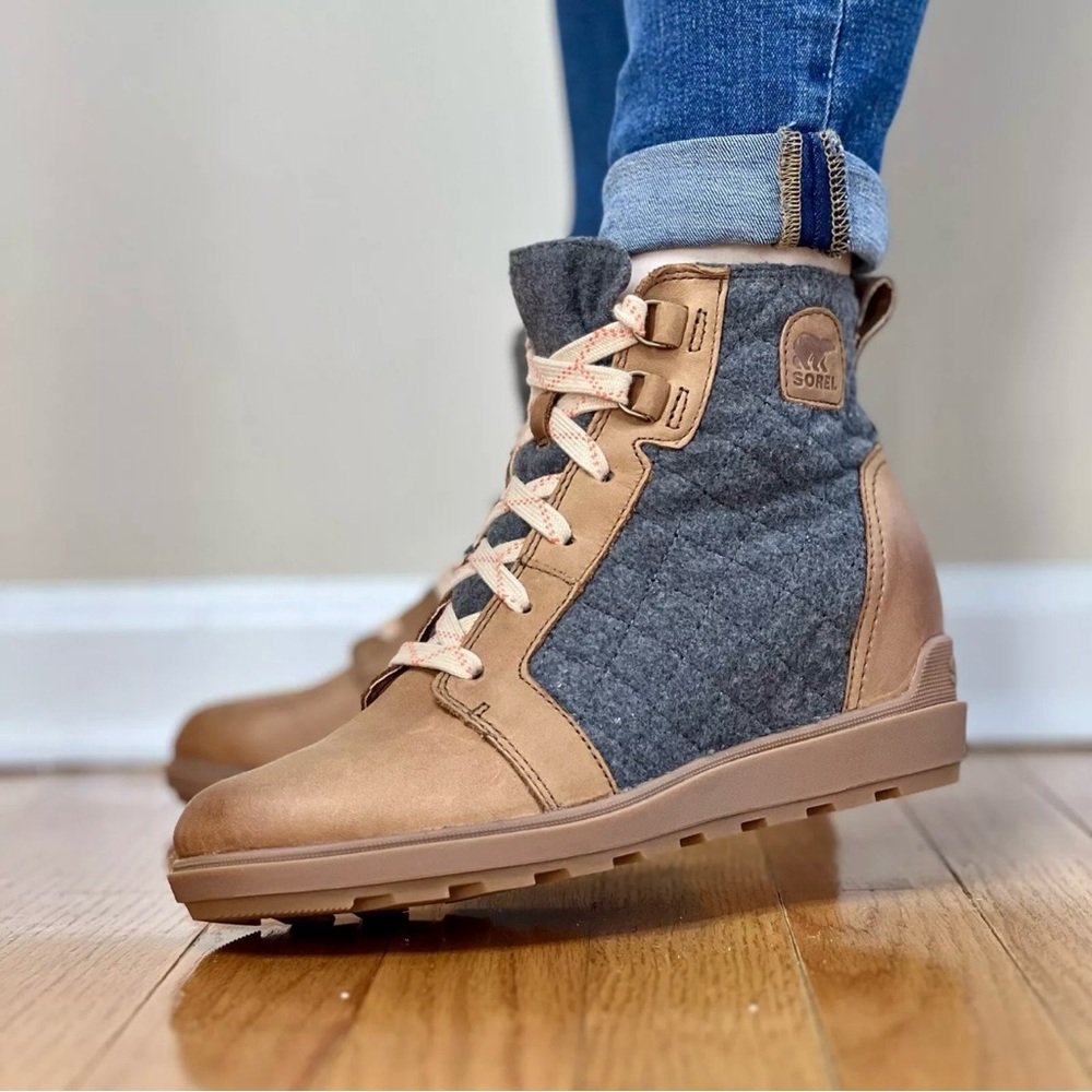 242 | Sorel Evie 2 Women’s Lace Boots Wedge Sneakers Athletic Casual Shoe - Picture 5 of 12